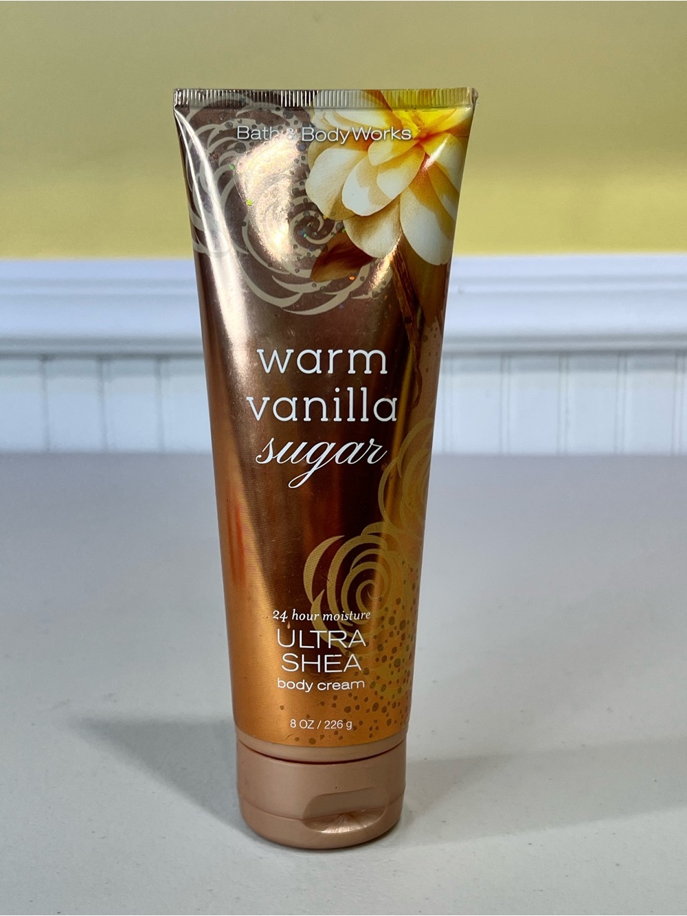 Bath & Body Works Warm Vanilla Sugar Body Cream - Bronze & Yellow Floral